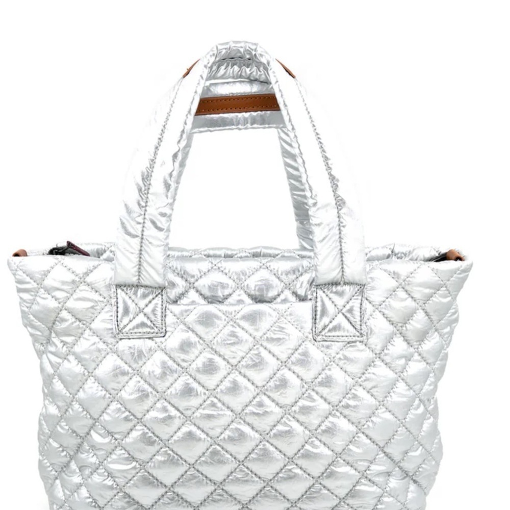 Quilted Silver Tote Bag